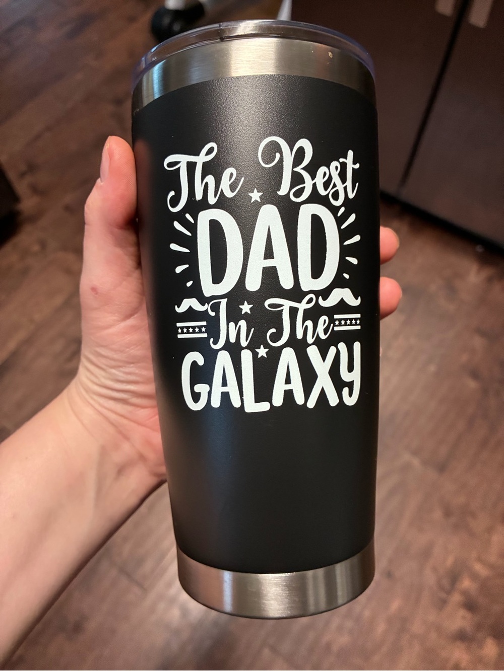 Black "The Best Dad in the Galaxy" Travel Tumbler - Unbranded